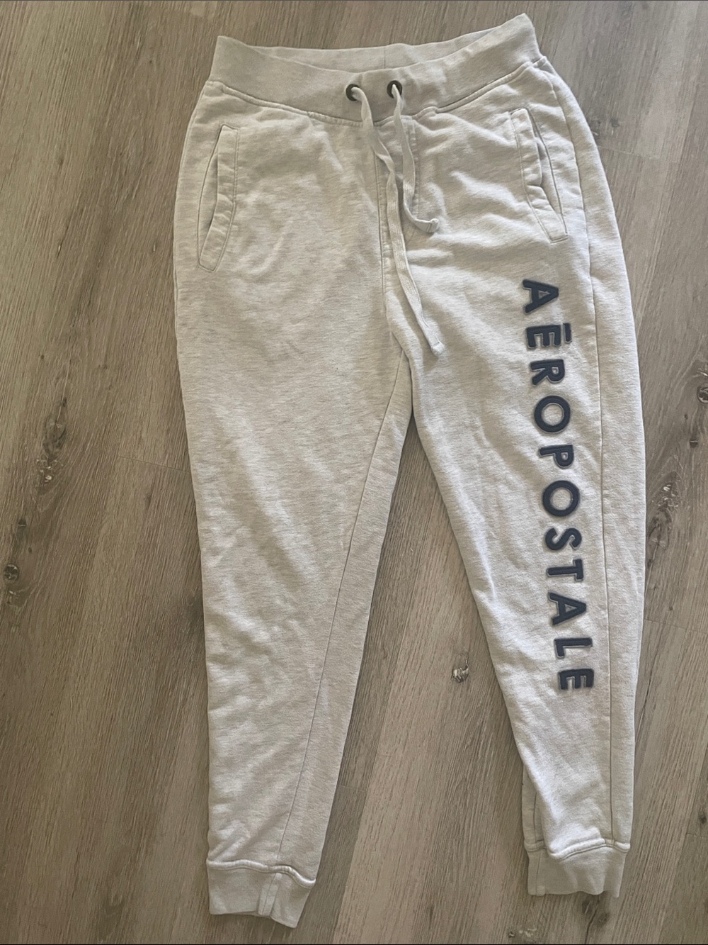 Aeropostale Light Gray Jogger Sweatpants with Navy Logo